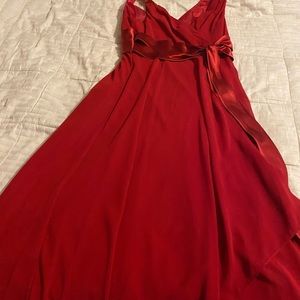 Red knee length Evan Picone dress.